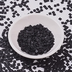 Perles miyuki tila, Perles de rocaille japonais, 2-trou, (tl401f) noir mat, 5x5x1.9mm, Trou: 0.8mm, environ 590 pcs/50 g