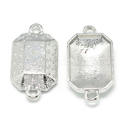 Conector de aleación de rhinestone, octágono, Platino, aptos para 10x14 mm de diamante de imitación, 21.5x11.8x3.3mm, agujero: 2 mm