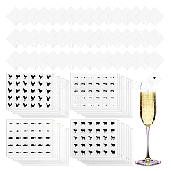 OLYCRAFT 200Pcs Square Paper Wine Glass Tags with 8 Sheets Chicken/Carrot/Fish/Cow Stickers Blank Paper Wine Glass Name Tags Heart Shaped Party Drink Tag for Party Decoration Party Favors
