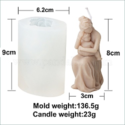 Moldes de velas de silicona diy para el día de la madre, embarazada con moldes de fundición de resina infantil, para resina uv, fabricación de joyas de resina epoxi, blanco, 9x6.2 cm