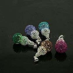 Austrian Crystal Resin Pendants, with 925 Sterling Silver Bails, Gourd, Mixed Color, 28x14mm, Hole: 4x5mm