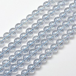 Filamenti sintetici in metallo placcato in quarzo, tondo, ab colore placcato, Alice Blue, 8mm, Foro: 1 mm, circa 50pcs/filo, 15.7 pollice