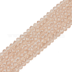 Chapelets de perles en verre, facette, rondelle, tan, 8x6mm, Trou: 1mm, Environ 65~68 pcs/chapelet, 15.7~16.1 pouce (40~41 cm)