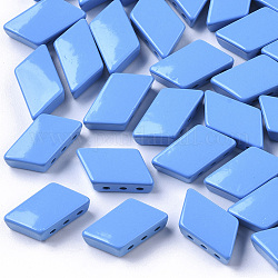 Enlaces de múltiples hilos de aleación pintados con spray, sin plomo y cadmio, para la fabricación de pulseras elásticas de azulejos, paralelogramo, azul dodger, 15.5x8x5mm, agujero: 1 mm