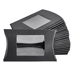 Globleland Kissenschachteln aus Kraftpapier, Geschenkbonbon-Verpackungsbox, mit klarem Fenster, Schwarz, Feld: 12.5x8x2cm