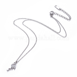 304 aus rostfreiem Stahl Halsketten, Kabel-Ketten, Flamingo-Form, Edelstahl Farbe, 15.9 Zoll (40.3 cm)