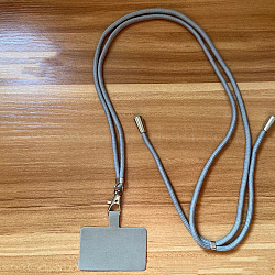 Lanyards ajustables de poliéster para teléfono alrededor del cuello, cordón de teléfono con parche cruzado, con soporte de plástico y aleación, gris, 6.5x4 cm