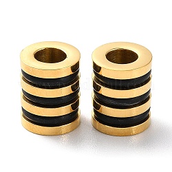 Ионное покрытие (ip) 303 европейские бусины из нержавеющей стали, бусины с большим отверстием, с резиновым кольцом, рифленая колонна, золотые, 10x8 мм, отверстие : 4 мм