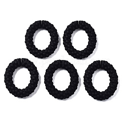Spritzlackierte CCB-Kunststoff-Verbindungsringe, Quick-Link-Anschlüsse, ovalen Ring, Schwarz, 44x38x8.5 mm, Innendurchmesser: 20.5x26 mm