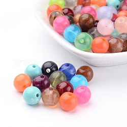 Acrylic Beads, Imitation Gemstone Style, Round, Mixed Color, 10mm in diameter,  hole: 2mm, about 1111pcs/500g