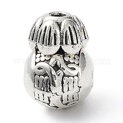 Tibetanische Artlegierung 3-Loch-Guru Perlen, T-Perlen gebohrt, Kürbisflasche, Antik Silber Farbe, 10.5x7.5x8 mm, Loch: 1.6 mm und 1.2 mm und 2 mm