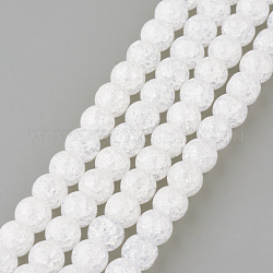 Crackle sintetico perle di quarzo fili, tondo, tinto, neve, 8mm, Foro: 1 mm, circa 50pcs/filo, 15.7 pollice
