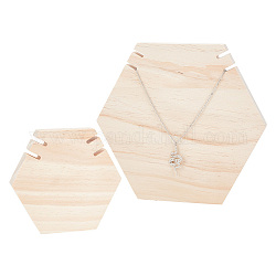 Nbeads 2pcs 2 styles présentoirs de collier en bois, fit pour 2pcs collier montrant le support, hexagone, navajo blanc, 1.98x12.4~21x10.5~19.4 cm, 1pc / style