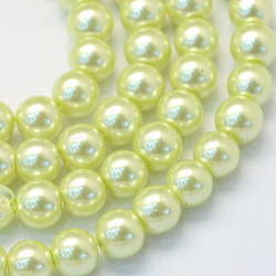 Cottura di perle in vetro verniciato fili di perline rotondo, giallo oro chiaro, 10~11mm, Foro: 1.5 mm, circa 85pcs/filo, 31.4 pollice1.5mm