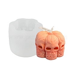 Bricolage thème halloween 6pcs crânes bougie en forme de citrouille faisant des moules en silicone, moules de résine, outils de moule d'artisanat en argile, blanc, 75x55mm, diamètre intérieur: 61x47 mm