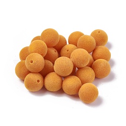 Flocky акриловыми шариками, круглые, оранжевые, 11~12 мм, отверстие : 2.2 мм