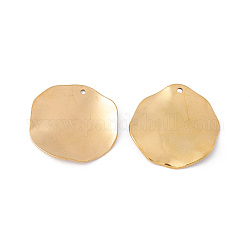 304 ciondoli in acciaio inossidabile, oro, modello rotondo, 23.5x23.5x1~2mm, Foro: 1.2 mm