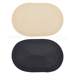 Base de sombrero ovalada de paja de imitación de poliéster de 2 colores para sombrerería, sombrero de lolita, color mezclado, 2mm, 380x255x2.5pc / color