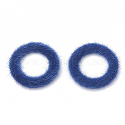 Anneaux de liaison couverts de fausse fourrure de vison, avec fond en aluminium, anneau, platine, bleu royal, 27x4mm