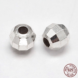 Facettiert rund 925 Sterling Silber Perlen, Silber, 3 mm, Bohrung: 1.3 mm, ca. 560 Stk. / 20 g