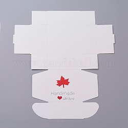 クラフト紙ギフトボックス  結婚式の装飾  折りたたみボックス  カエデの葉模様  ホワイト  28x24.5x0.05cm 完成品：8x8x4cm