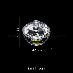 リンゴの形のネイルアート ガラス ダッペン ディッシュ  ガラスコップ  ふた付き  アクリル液体粉末用  マニキュアアクセサリーコンテナー  カラフル  40x38mm  内径：31mm