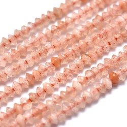 Chapelets de perles de sunstone naturelle naturelles, facette, Toupie, 2x1mm, Trou: 0.5mm, Environ 390 pcs/chapelet, 15.35 pouce (39 cm)