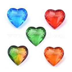 K9 pendenti di strass di vetro, sfaccettato, cuore, colore misto, 44x45.5x27.5mm, Foro: 1.4 mm