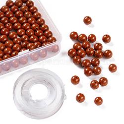 100pcs 8mm grade aa perles rondes en jaspe rouge naturel, avec fil de cristal élastique 10m, pour les kits de fabrication de bracelets extensibles bricolage, 8mm, Trou: 1mm