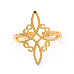 304 anillo de puño abierto de nudo marinero de acero inoxidable, anillo ancho hueco para hombres mujeres, dorado, nosotros tamaño 10 (19.8 mm)