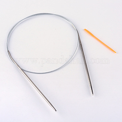 Steel Wire Stainless Steel Circular Knitting Needles and Random Color Plastic Tapestry Needles, More Size Available, Stainless Steel Color, 800x2.25mm, 2pcs/bag
