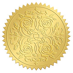 Самоклеящиеся наклейки с тиснением золотой фольгой, стикер украшения медали, роза рисунок, 5x5 см