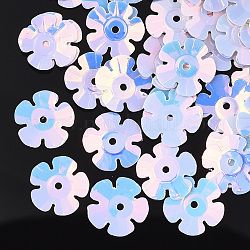 Ornament Zubehör, PVC-Kunststoff paillette / Pailletten Perlen, Blume, Lavendel, 9~9.5x9~9.5x1 mm, Bohrung: 1 mm, ca. 2000 Stk. / 50 g
