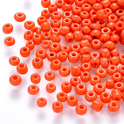12/0 perles de rocaille rondes en verre de peinture de cuisson, rouge-orange, 1.5~2x1.5mm, Trou: 0.5~1mm, environ 30000 pcs / livre