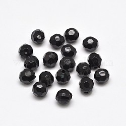 Faceted Round Acrylic Beads, Black, 10mm, Hole: 2mm, about 1000pcs/500g