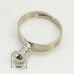 Componenti anello tono platino ottone per perline europei, 18mm, ago :4mm
