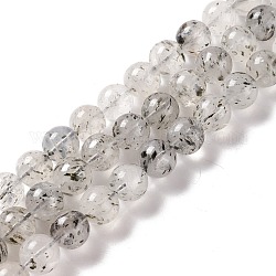 Brins naturels de perles de quartz à la fraise noire, ronde, 10.5mm, Trou: 1.2mm, Environ 37 pcs/chapelet, 15.35'' (39 cm)