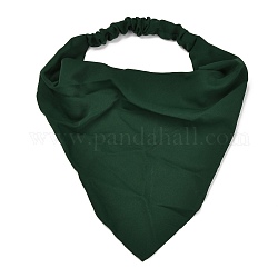 Diademas elásticas de gasa para niñas, accesorios para el cabello bufanda triangular, color sólido, verde oscuro, 278x245x2mm, diámetro interior: 110 mm