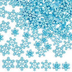 Gorgecraft 3 estilos cabujones de resina opaca de navidad, con polvo del brillo, copo de nieve, luz azul cielo, 18~28.5x16~25.5x4~5mm, 120 unidades / caja