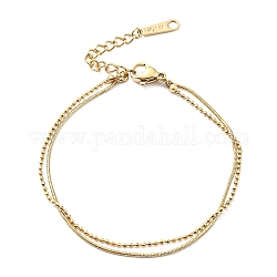 304 bracelet rond en acier inoxydable avec chaînes serpent et boules double couche multi-brins pour femme, or, 7-7/8 pouce (20.1 cm)