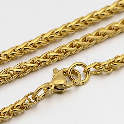 304 Stainless Steel Rope Chain Necklaces, with Lobster Claw Clasps, Golden, 23.2 inch(58.9cm), 3mm