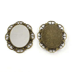 Lega specchio ovale grandi ciondoli,  piombo & nichel & cadmio libero, bronzo antico, 56x46x2.5mm