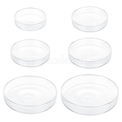 CHGCRAFT 3 Sets 3 Style Glass Biochemical Petri Dish, Laboratory Equipment Accessories, Flat Round, Clear, 60~101x15~21.5mm and 67.5~107x15~21mm, 1 set/style