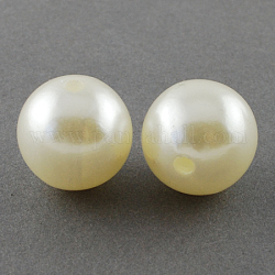 Imitated Pearl Acrylic Beads, Round, Creamy White, 22mm, Hole: 2mm, about 90pcs/500g