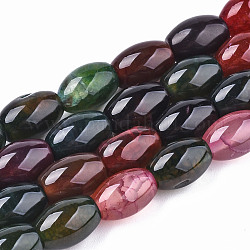 Chapelets de perles d'agate naturelle, teinte, baril, colorées, 11.5~12.5x8~9mm, Trou: 1.2mm, Environ 33 pcs/chapelet, 15.55 pouce ~ 15.75 pouces (39.5 cm ~ 40 cm)