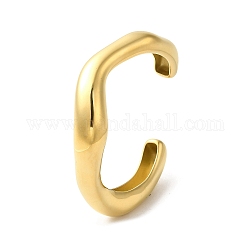 304 Stainless Steel Cuff Bangles, Wave, Real 18K Gold Plated, Inner Diameter: 2-3/8 inch(5.9cm)