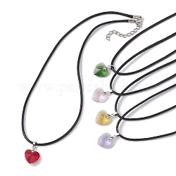 Ожерелья с подвесками в виде стеклянных сердечек на день святого валентина, с искусственной кожи шнуры, разноцветные, 17.52 дюйм (44.5 см)