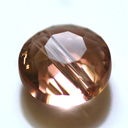 Imitation Austrian Crystal Beads, Grade AAA, Faceted, Flat Round, PeachPuff, 6x3.5mm, Hole: 0.7~0.9mm