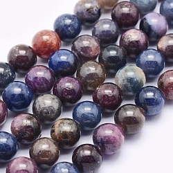 Natural Red Corundum/Ruby and Sapphire Beads Strands, Round, 6mm, Hole: 0.8mm, about 67pcs/strand, 15.9 inch(40.5cm)