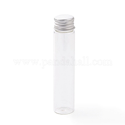 (Defective Closeout Sale: Slightly Concave Cap) Glass Bottles, with Screw Aluminum Cap and Silicone Stopper, Empty Jar, Platinum, Clear, 10.2x2.2cm, Capacity: 25ml(0.85fl. oz)